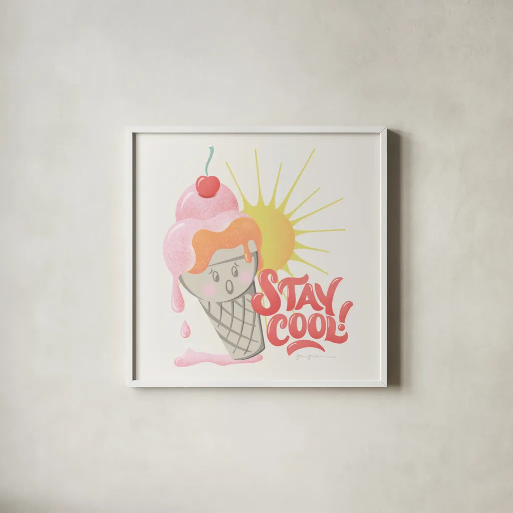 Summer Chill IV by Gia Graham. Shown in a crisp white glass frame for a clean and minimalist style. Available as an archival giclee rolled canvas, fine art paper, or poster print. SKU 86586a.