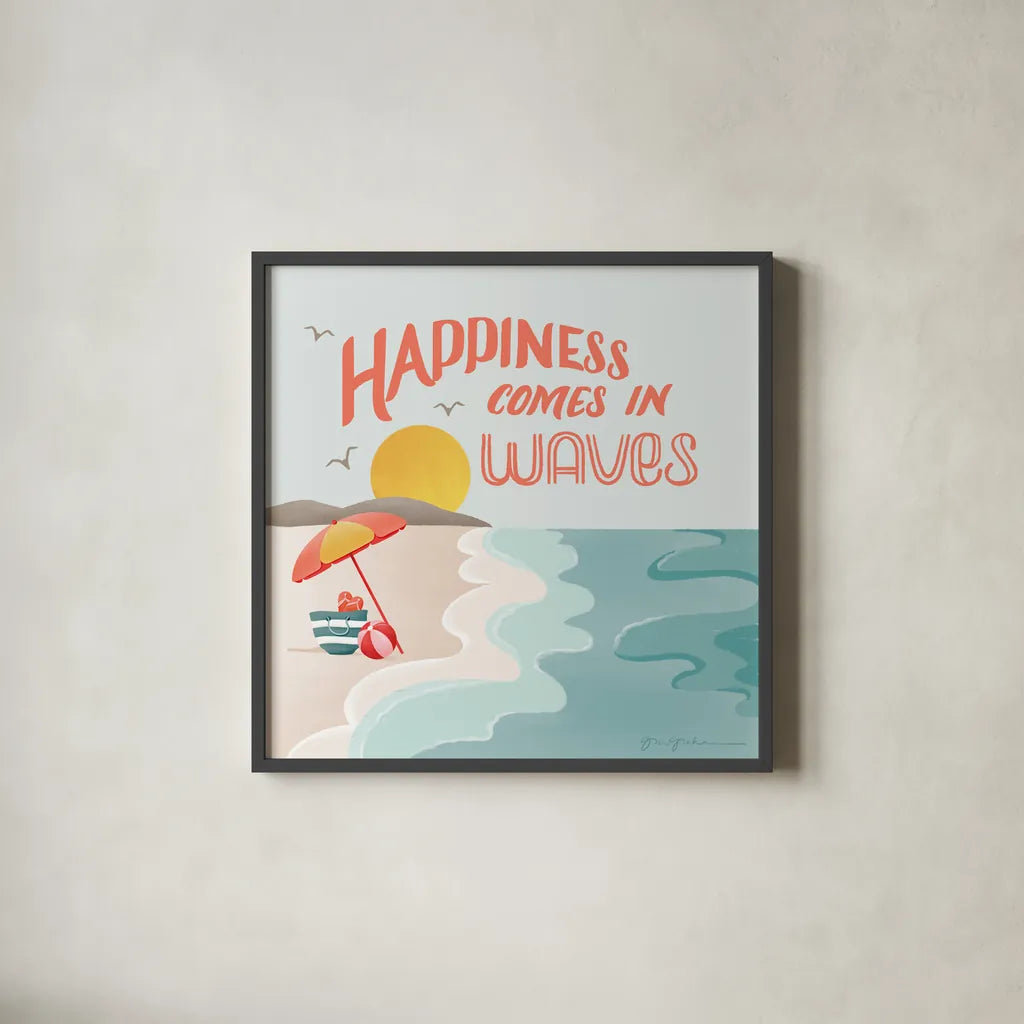 Summer State of Mind I by Gia Graham. Shown in a sleek black glass frame for a contemporary gallery look. Available as an archival giclee rolled canvas, fine art paper, or poster print. SKU 99720a.