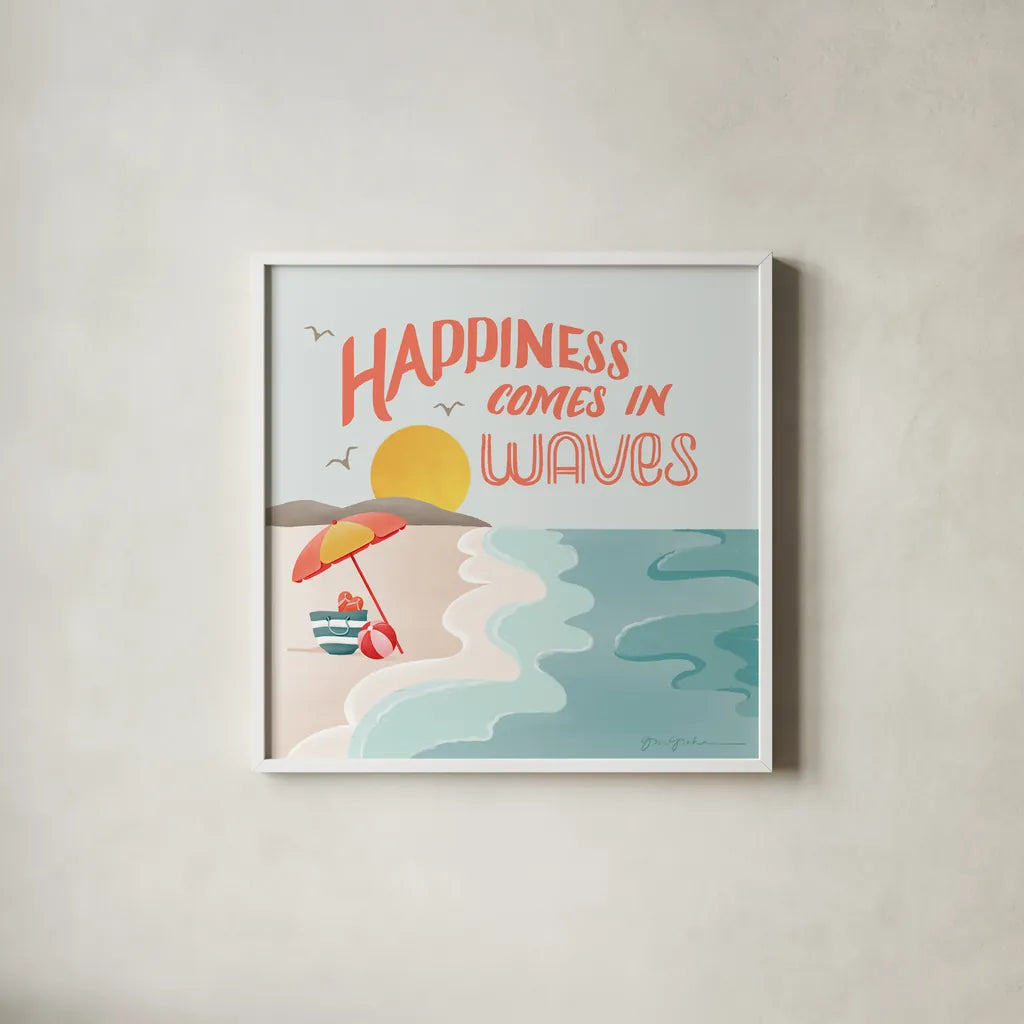 Summer State of Mind I by Gia Graham. Shown in a crisp white glass frame for a clean and minimalist style. Available as an archival giclee rolled canvas, fine art paper, or poster print. SKU 99720a.