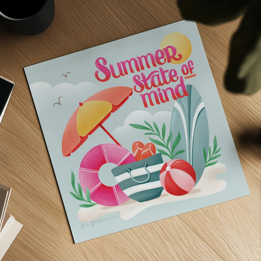 Summer State of Mind II by Gia Graham. Shown as a detailed flat fine art print, highlighting archival giclee quality. Available as an archival giclee rolled canvas, fine art paper, or poster print. SKU 99721a.
