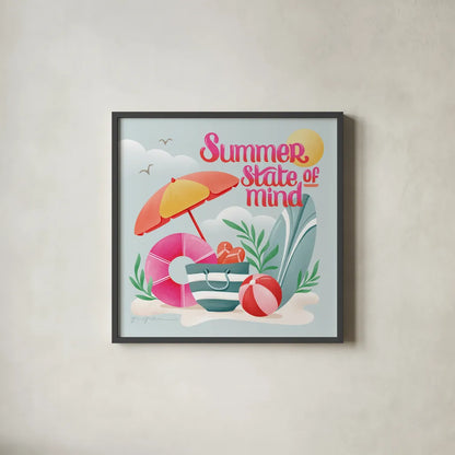 Summer State of Mind II by Gia Graham. Shown in a sleek black glass frame for a contemporary gallery look. Available as an archival giclee rolled canvas, fine art paper, or poster print. SKU 99721a.