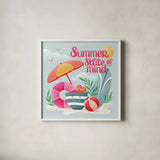 Summer State of Mind II by Gia Graham. Shown in a crisp white glass frame for a clean and minimalist style. Available as an archival giclee rolled canvas, fine art paper, or poster print. SKU 99721a.