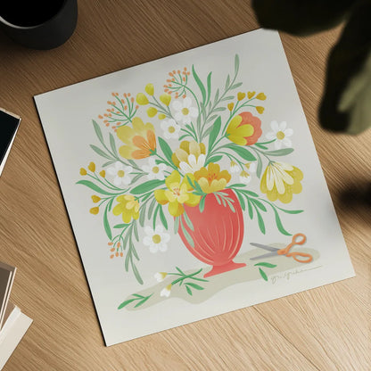 Sunny Bouquet by Gia Graham. Shown as a detailed flat fine art print, highlighting archival giclee quality. Available as an archival giclee rolled canvas, fine art paper, or poster print. SKU 87437a.