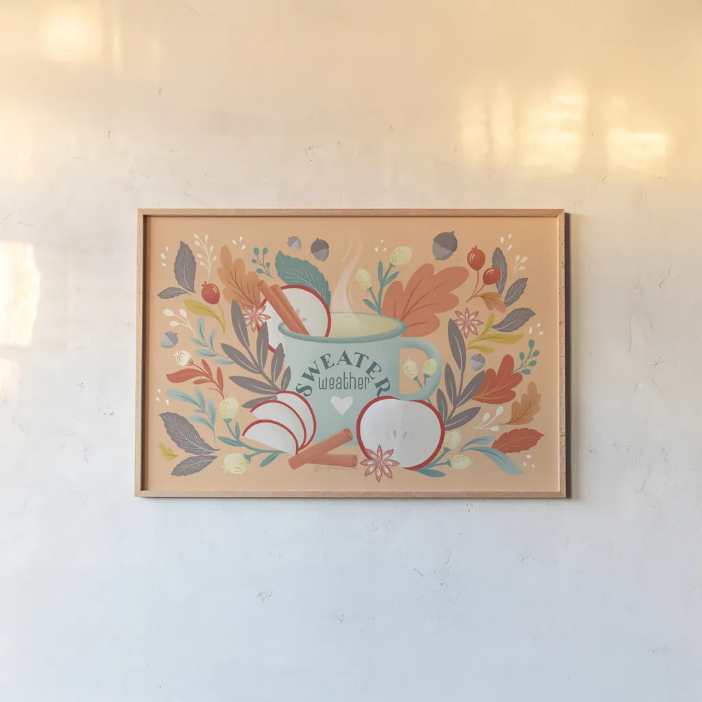 Sweater Weather I by Gia Graham. shown as a paper print in a natural frame. Available as a archival giclee rolled canvas, fine art paper, or poster print. SKU 83305i.