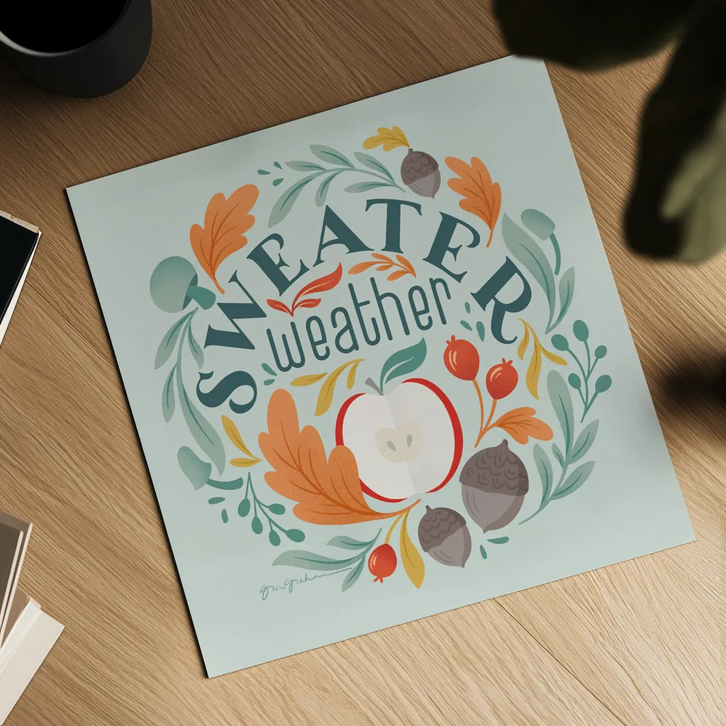 Sweater Weather II by Gia Graham. Shown as a detailed flat fine art print, highlighting archival giclee quality. Available as an archival giclee rolled canvas, fine art paper, or poster print. SKU 83306a.