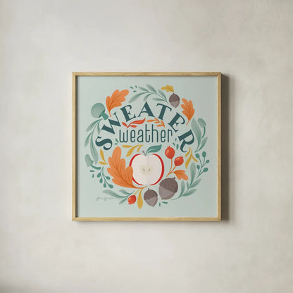 Sweater Weather II by Gia Graham. Shown in a natural wood glass frame for a timeless modern aesthetic. Available as an archival giclee rolled canvas, fine art paper, or poster print. SKU 83306a.