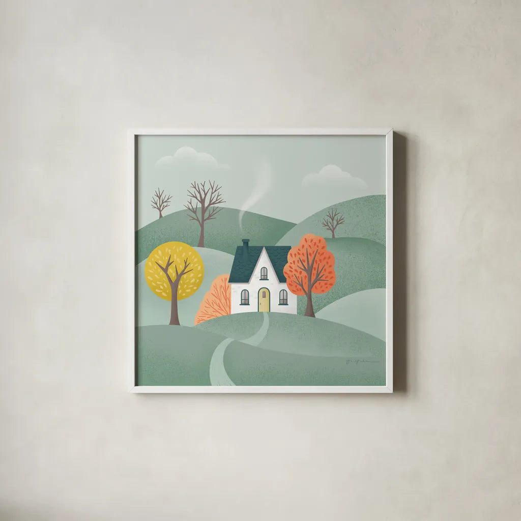 Sweater Weather VI by Gia Graham. Shown in a crisp white glass frame for a clean and minimalist style. Available as an archival giclee rolled canvas, fine art paper, or poster print. SKU 83310a.