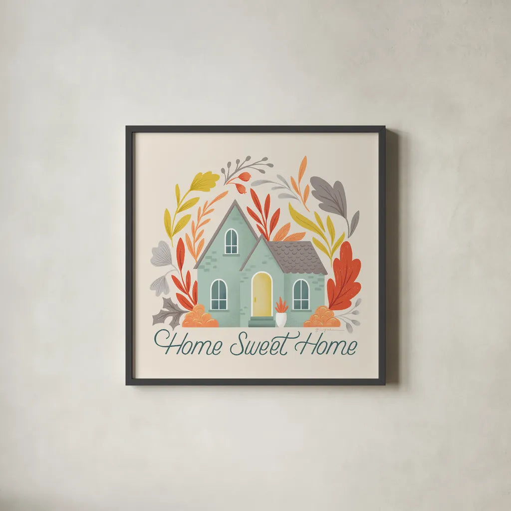 Sweater Weather VII by Gia Graham. Shown in a sleek black glass frame for a contemporary gallery look. Available as an archival giclee rolled canvas, fine art paper, or poster print. SKU 83311a.