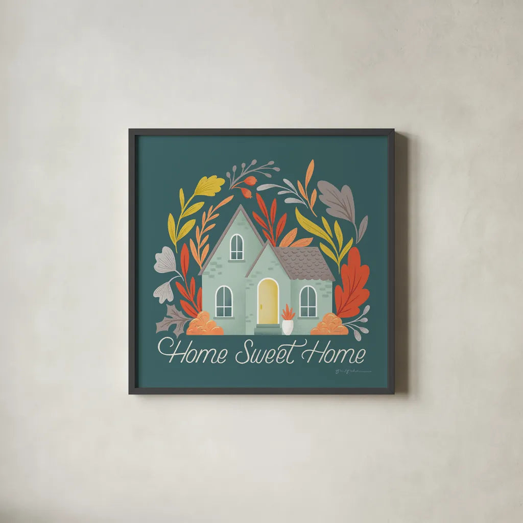 Sweater Weather VII Dark by Gia Graham. Shown in a sleek black glass frame for a contemporary gallery look. Available as an archival giclee rolled canvas, fine art paper, or poster print. SKU 84254a.