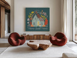 Sweater Weather VII Dark by Gia Graham. Shown as extra-large giant wall art in a modern living room. Available as an archival giclee rolled canvas, fine art paper, or poster print. SKU 84254a.