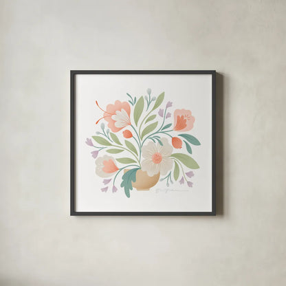 Sweet Bouquet II by Gia Graham. Shown in a sleek black glass frame for a contemporary gallery look. Available as an archival giclee rolled canvas, fine art paper, or poster print. SKU 73725a.
