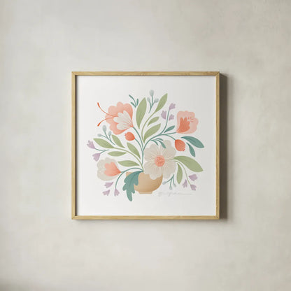Sweet Bouquet II by Gia Graham. Shown in a natural wood glass frame for a timeless modern aesthetic. Available as an archival giclee rolled canvas, fine art paper, or poster print. SKU 73725a.