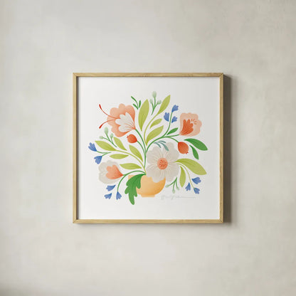 Sweet Bouquet II Bright by Gia Graham. Shown in a natural wood glass frame for a timeless modern aesthetic. Available as an archival giclee rolled canvas, fine art paper, or poster print. SKU 79543a.
