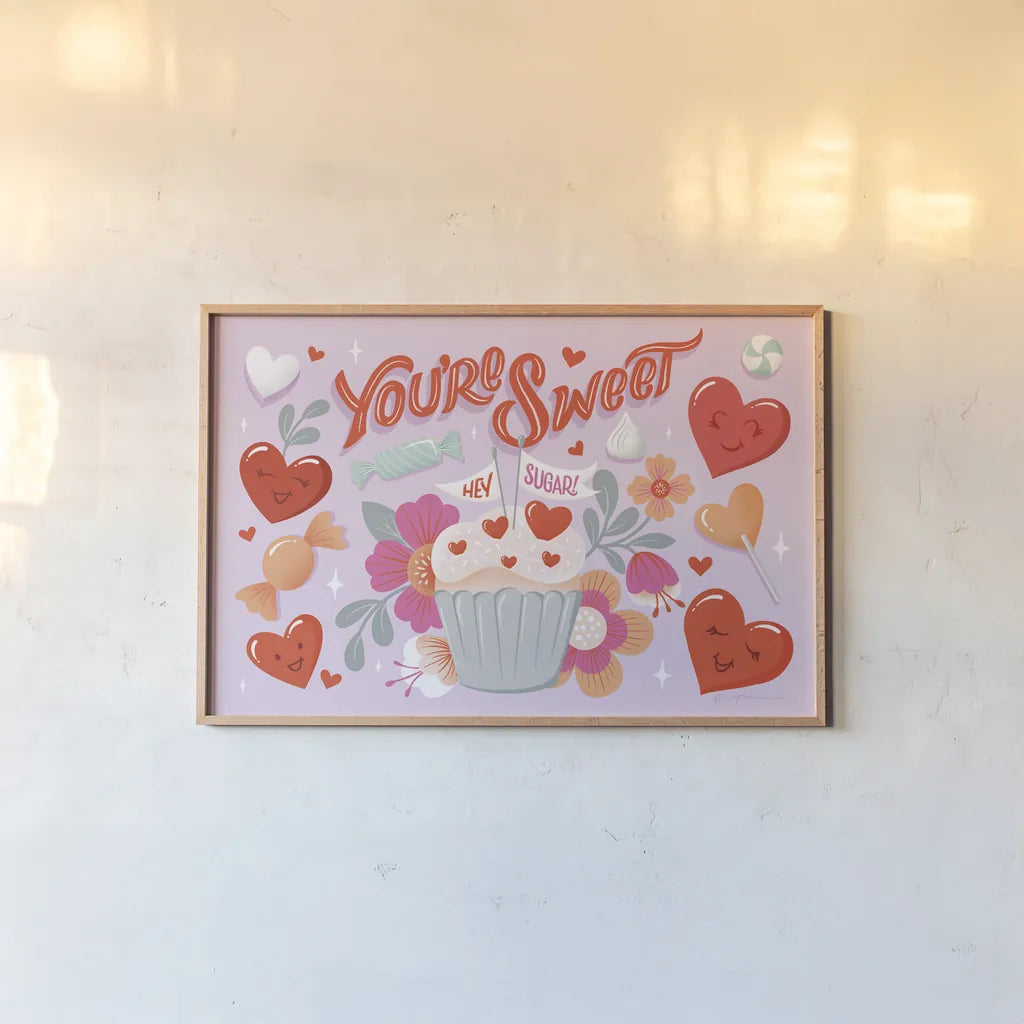 Sweet Hearts I by Gia Graham. shown as a paper print in a natural frame. Available as a archival giclee rolled canvas, fine art paper, or poster print. SKU 81396i.