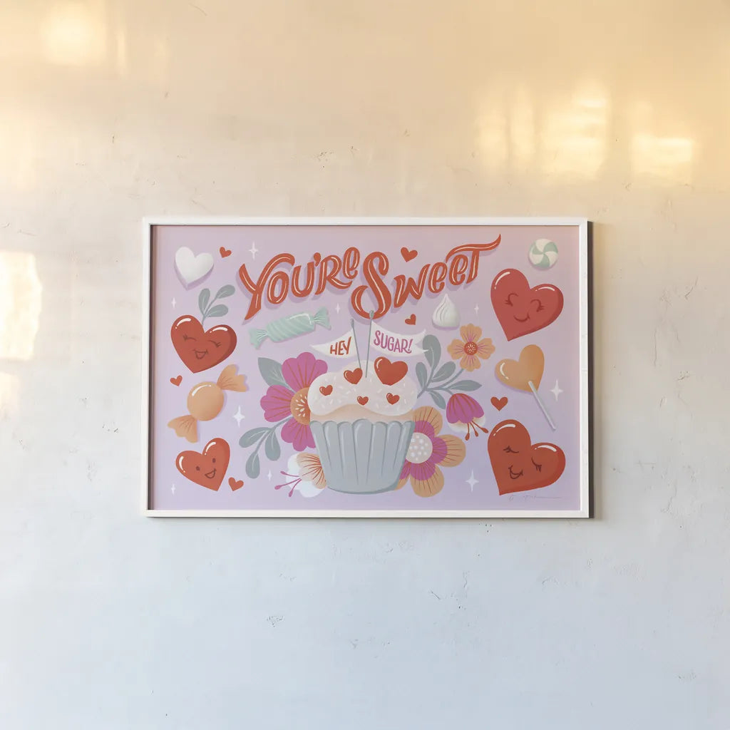 Sweet Hearts I by Gia Graham. shown as a paper print in a white frame. Available as a archival giclee rolled canvas, fine art paper, or poster print. SKU 81396i.