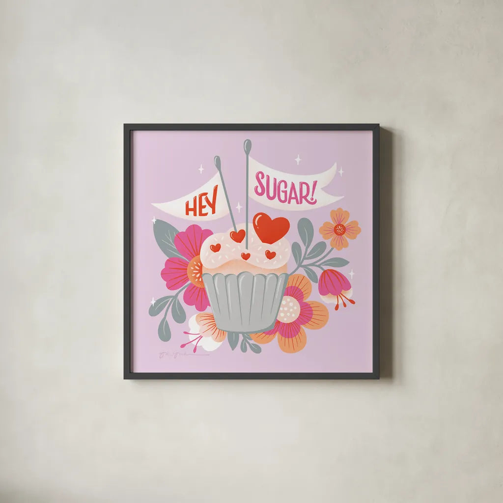 Sweet Hearts II by Gia Graham. Shown in a sleek black glass frame for a contemporary gallery look. Available as an archival giclee rolled canvas, fine art paper, or poster print. SKU 81397a.