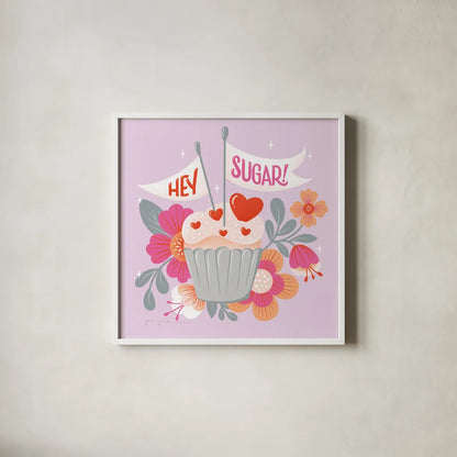 Sweet Hearts II by Gia Graham. Shown in a crisp white glass frame for a clean and minimalist style. Available as an archival giclee rolled canvas, fine art paper, or poster print. SKU 81397a.