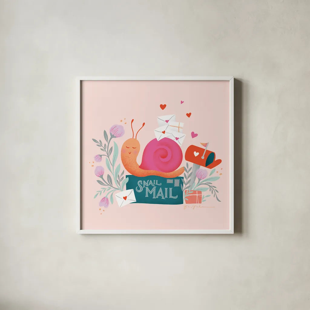 Sweet Hearts III by Gia Graham. Shown in a crisp white glass frame for a clean and minimalist style. Available as an archival giclee rolled canvas, fine art paper, or poster print. SKU 81398a.