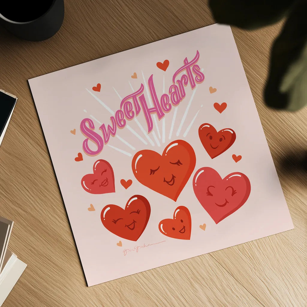 Sweet Hearts IV by Gia Graham. Shown as a detailed flat fine art print, highlighting archival giclee quality. Available as an archival giclee rolled canvas, fine art paper, or poster print. SKU 81399a.