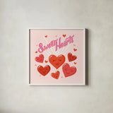 Sweet Hearts IV by Gia Graham. Shown in a crisp white glass frame for a clean and minimalist style. Available as an archival giclee rolled canvas, fine art paper, or poster print. SKU 81399a.