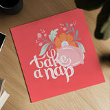 Take a Nap I by Gia Graham. Shown as a detailed flat fine art print, highlighting archival giclee quality. Available as an archival giclee rolled canvas, fine art paper, or poster print. SKU 75363a.