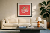 Take a Nap I by Gia Graham. Displayed in a glass frame with matte in a clean modern living room. Available as an archival giclee rolled canvas, fine art paper, or poster print. SKU 75363a.
