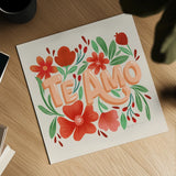 Te Amo by Gia Graham. Shown as a detailed flat fine art print, highlighting archival giclee quality. Available as an archival giclee rolled canvas, fine art paper, or poster print. SKU 90825a.
