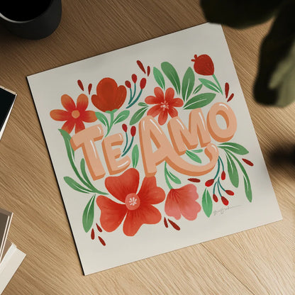 Te Amo by Gia Graham. Shown as a detailed flat fine art print, highlighting archival giclee quality. Available as an archival giclee rolled canvas, fine art paper, or poster print. SKU 90825a.