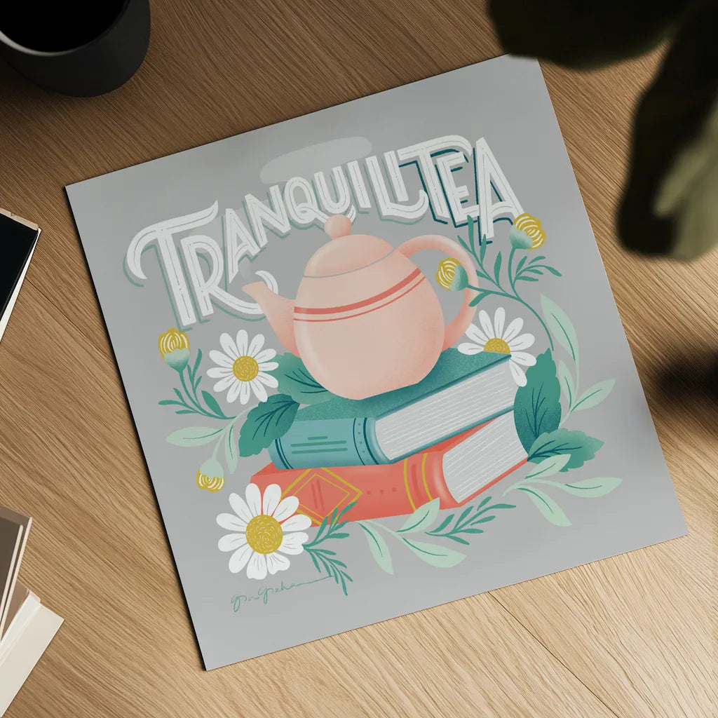 Tea Time I by Gia Graham. Shown as a detailed flat fine art print, highlighting archival giclee quality. Available as an archival giclee rolled canvas, fine art paper, or poster print. SKU 77959a.
