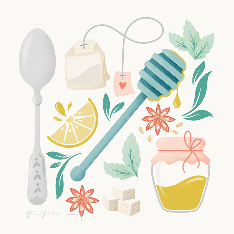 Tea Time III by Gia Graham. SKU 77961a. Archival Giclee Fine art print for wall decor.