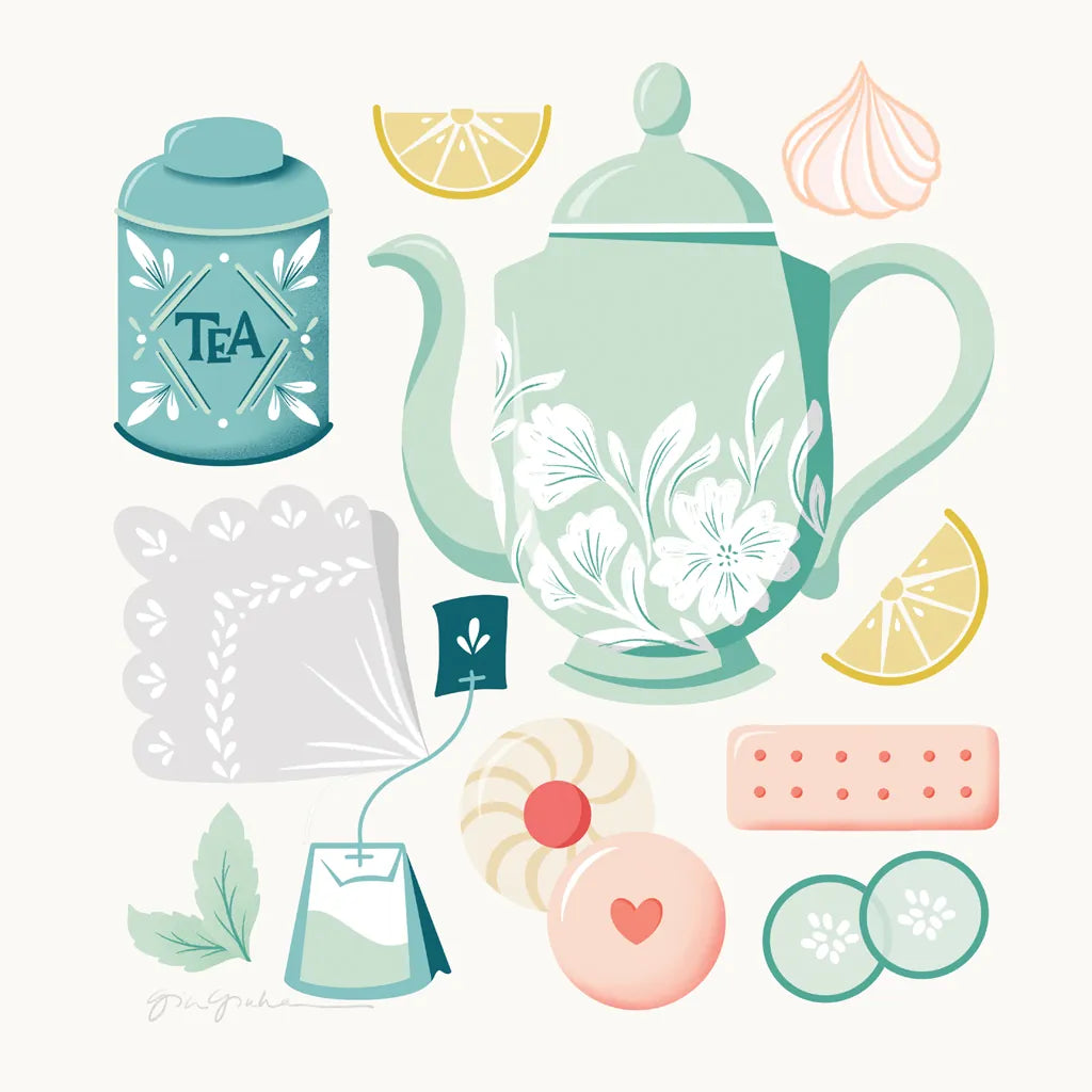 Tea Time IV by Gia Graham. SKU 77962a. Archival Giclee Fine art print for wall decor.