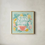 Tea Time V by Gia Graham. Shown in a natural wood glass frame for a timeless modern aesthetic. Available as an archival giclee rolled canvas, fine art paper, or poster print. SKU 77963a.