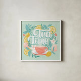 Tea Time V by Gia Graham. Shown in a crisp white glass frame for a clean and minimalist style. Available as an archival giclee rolled canvas, fine art paper, or poster print. SKU 77963a.