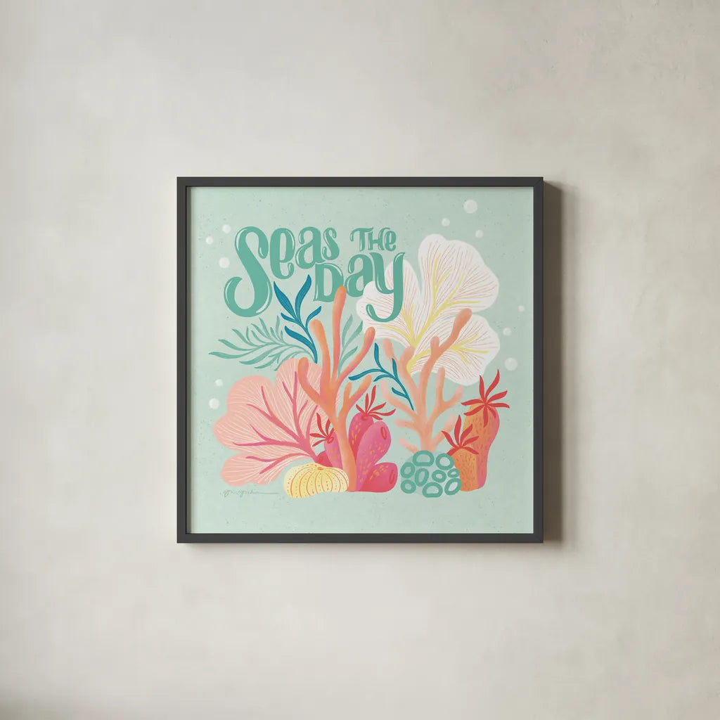 Under the Sea II by Gia Graham. Shown in a sleek black glass frame for a contemporary gallery look. Available as an archival giclee rolled canvas, fine art paper, or poster print. SKU 80906a.