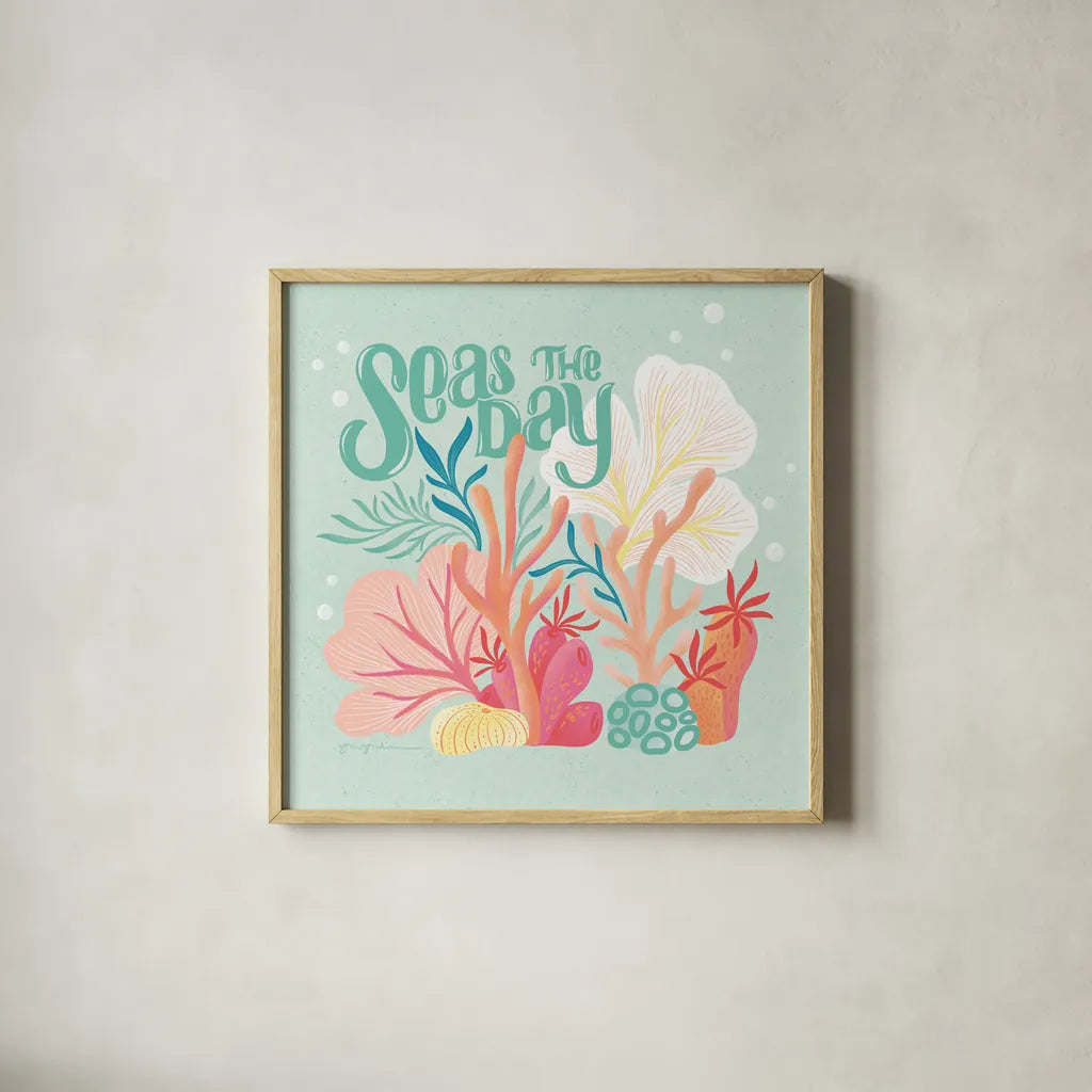 Under the Sea II by Gia Graham. Shown in a natural wood glass frame for a timeless modern aesthetic. Available as an archival giclee rolled canvas, fine art paper, or poster print. SKU 80906a.