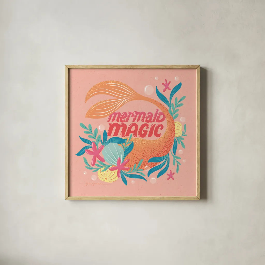 Under the Sea III by Gia Graham. Shown in a natural wood glass frame for a timeless modern aesthetic. Available as an archival giclee rolled canvas, fine art paper, or poster print. SKU 80907a.