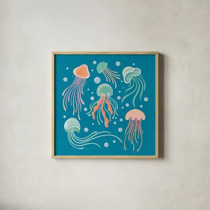 Under the Sea IV by Gia Graham. Shown in a natural wood glass frame for a timeless modern aesthetic. Available as an archival giclee rolled canvas, fine art paper, or poster print. SKU 80908a.