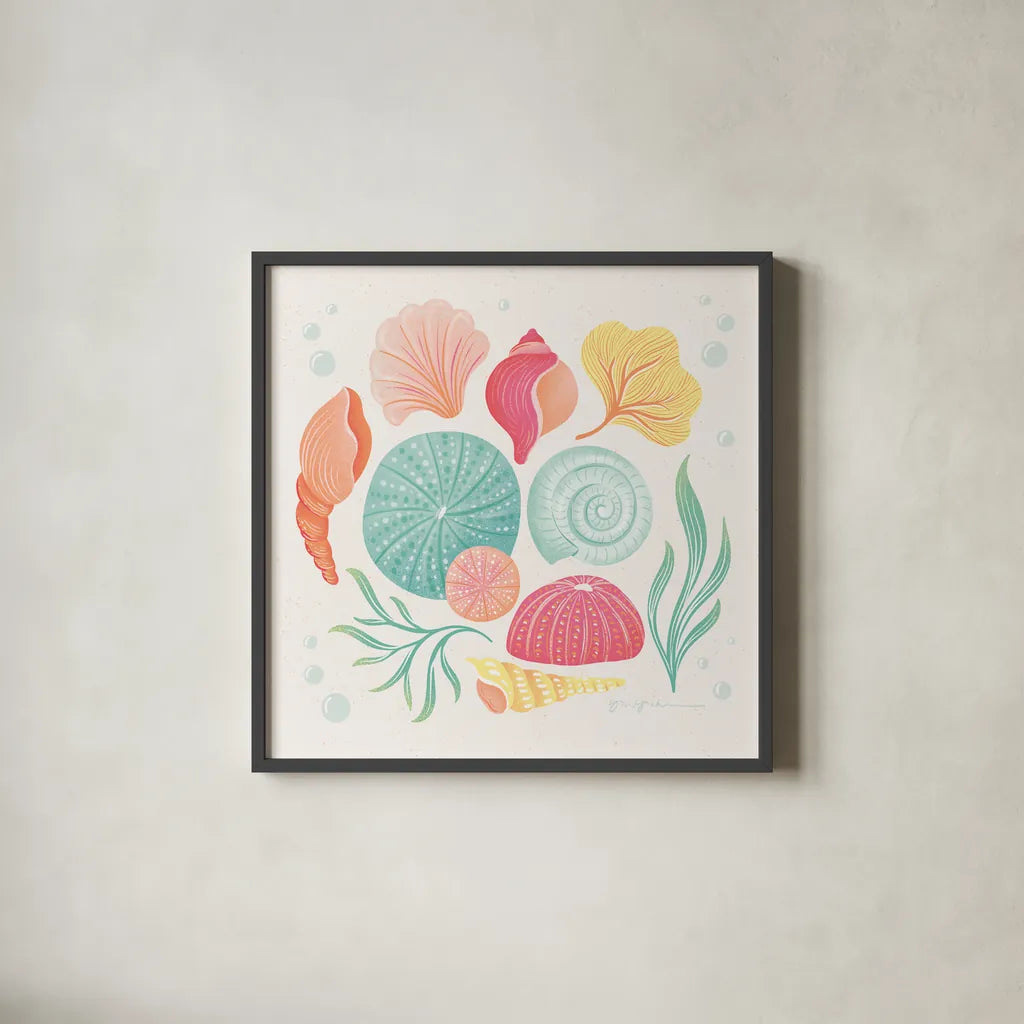 Under the Sea VI by Gia Graham. Shown in a sleek black glass frame for a contemporary gallery look. Available as an archival giclee rolled canvas, fine art paper, or poster print. SKU 80910a.