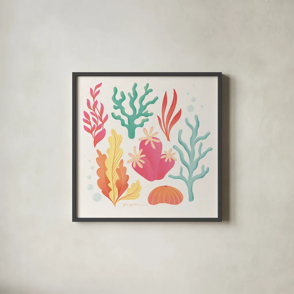 Under the Sea VII by Gia Graham. Shown in a sleek black glass frame for a contemporary gallery look. Available as an archival giclee rolled canvas, fine art paper, or poster print. SKU 80911a.
