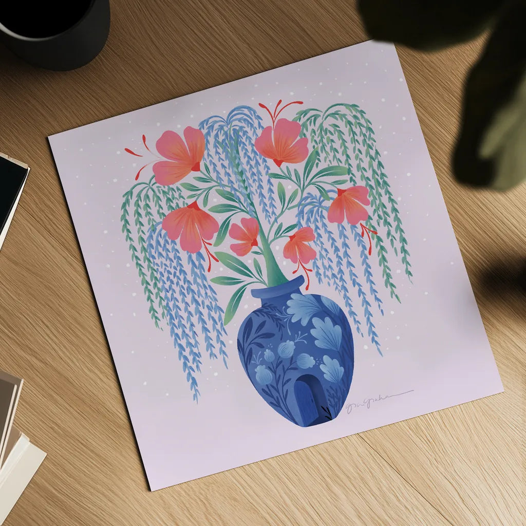 Whimsical Arrangement by Gia Graham. Shown as a detailed flat fine art print, highlighting archival giclee quality. Available as an archival giclee rolled canvas, fine art paper, or poster print. SKU 87436a.