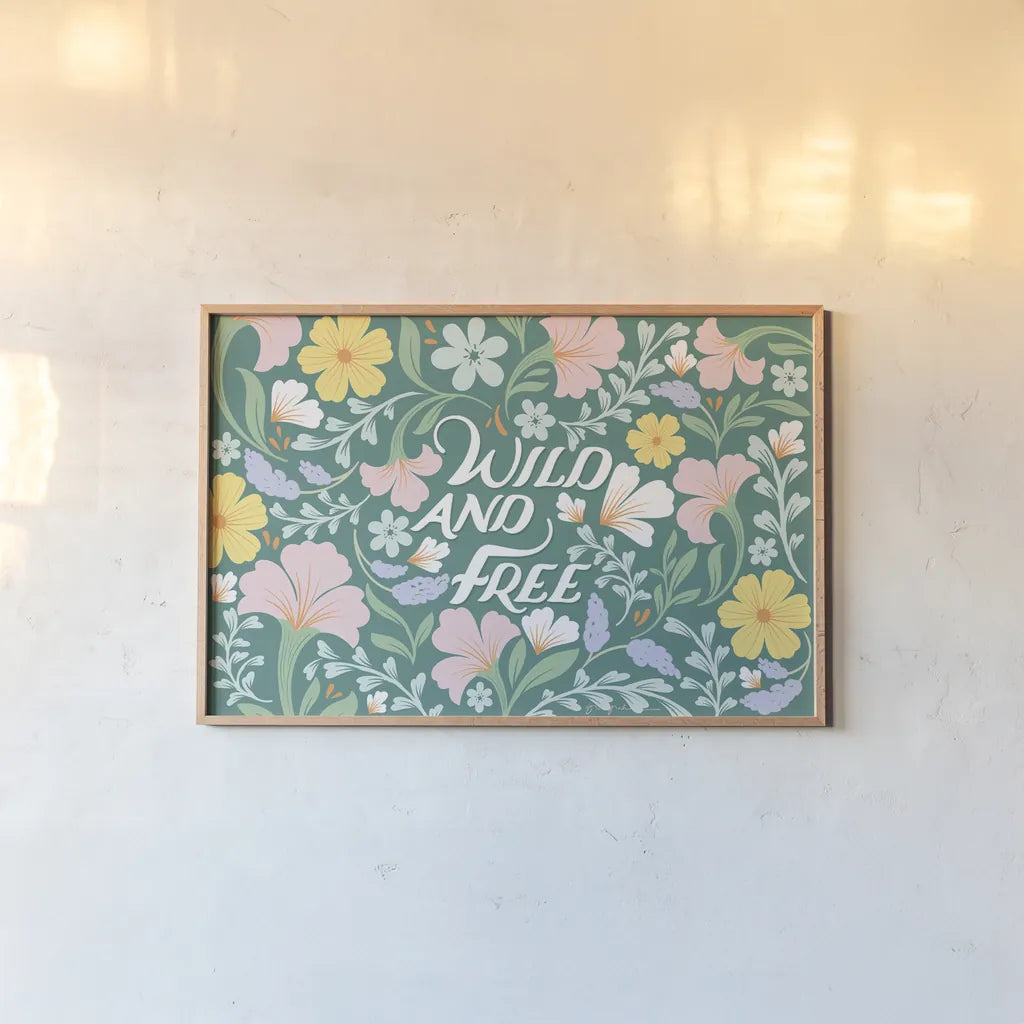 Wild and Free I by Gia Graham. shown as a paper print in a natural frame. Available as a archival giclee rolled canvas, fine art paper, or poster print. SKU 88023i.