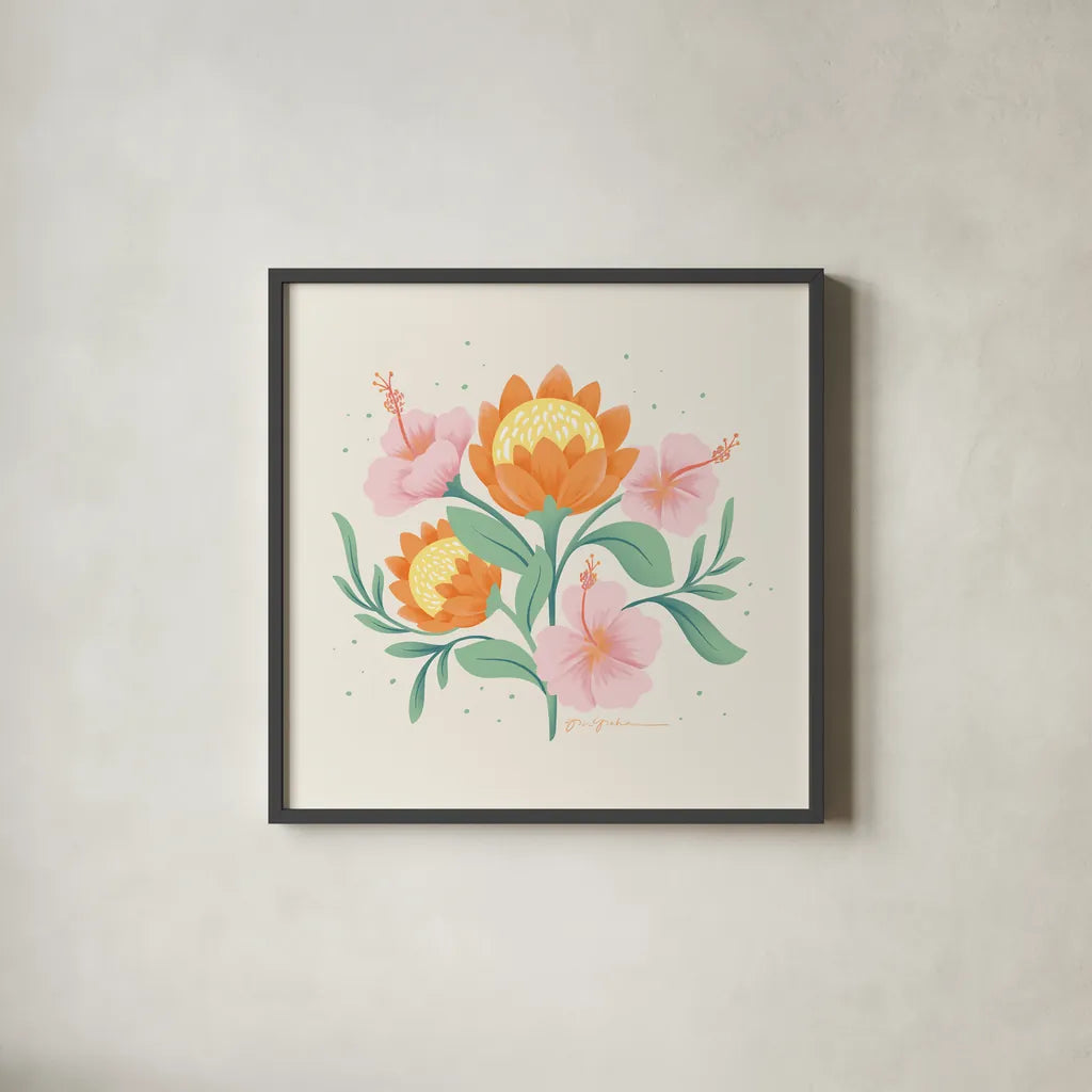 Wild and Free II by Gia Graham. Shown in a sleek black glass frame for a contemporary gallery look. Available as an archival giclee rolled canvas, fine art paper, or poster print. SKU 88024a.