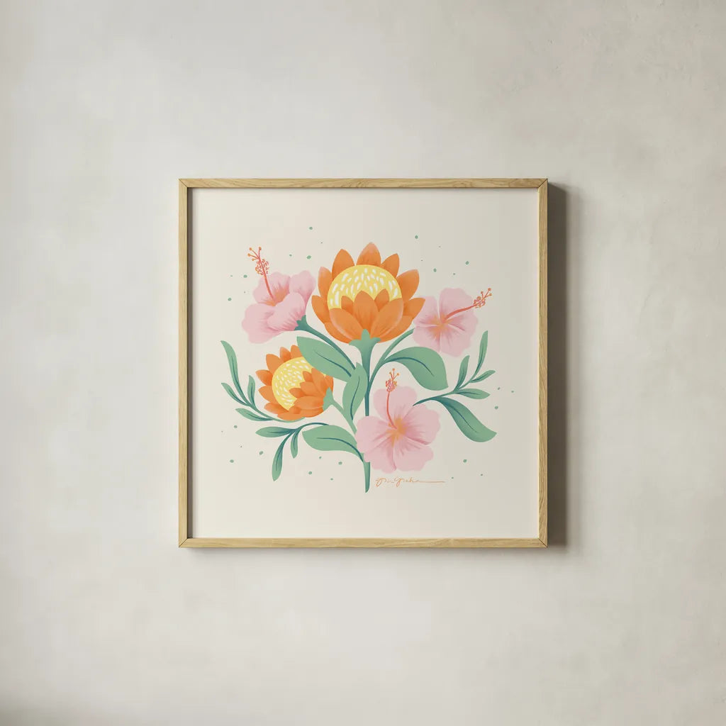 Wild and Free II by Gia Graham. Shown in a natural wood glass frame for a timeless modern aesthetic. Available as an archival giclee rolled canvas, fine art paper, or poster print. SKU 88024a.