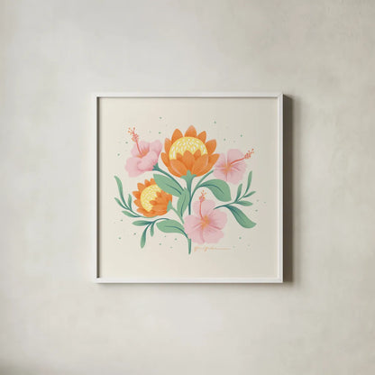 Wild and Free II by Gia Graham. Shown in a crisp white glass frame for a clean and minimalist style. Available as an archival giclee rolled canvas, fine art paper, or poster print. SKU 88024a.