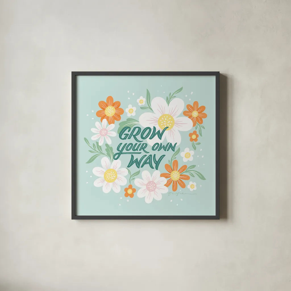 Wild and Free IV by Gia Graham. Shown in a sleek black glass frame for a contemporary gallery look. Available as an archival giclee rolled canvas, fine art paper, or poster print. SKU 88026a.