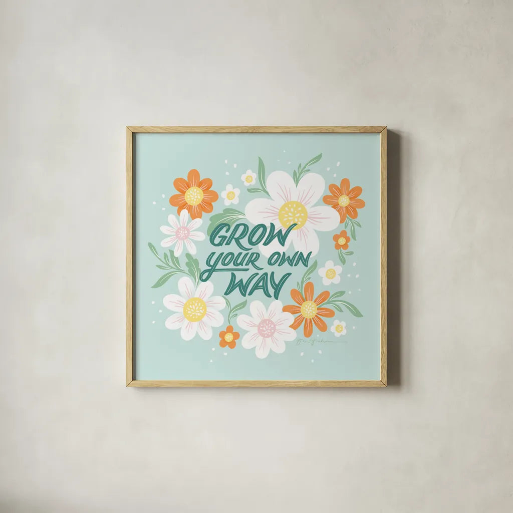 Wild and Free IV by Gia Graham. Shown in a natural wood glass frame for a timeless modern aesthetic. Available as an archival giclee rolled canvas, fine art paper, or poster print. SKU 88026a.