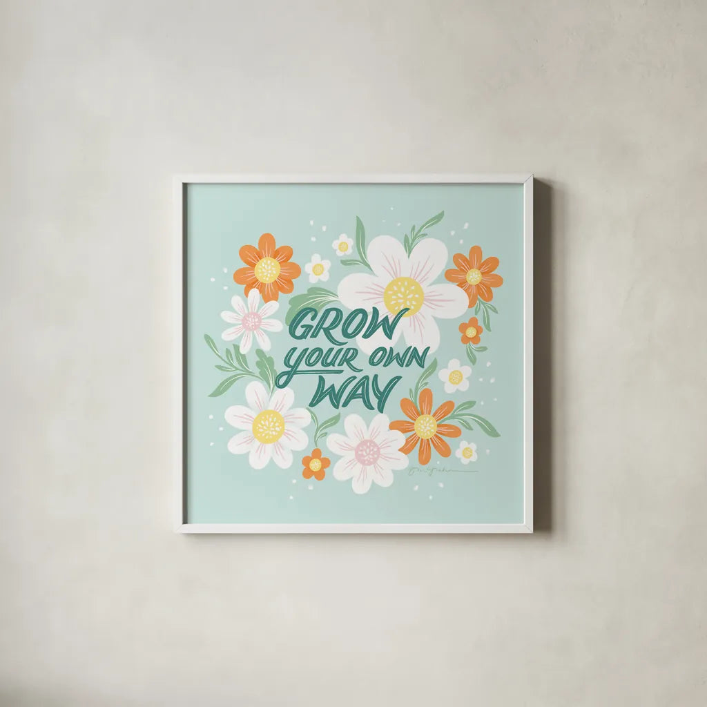 Wild and Free IV by Gia Graham. Shown in a crisp white glass frame for a clean and minimalist style. Available as an archival giclee rolled canvas, fine art paper, or poster print. SKU 88026a.