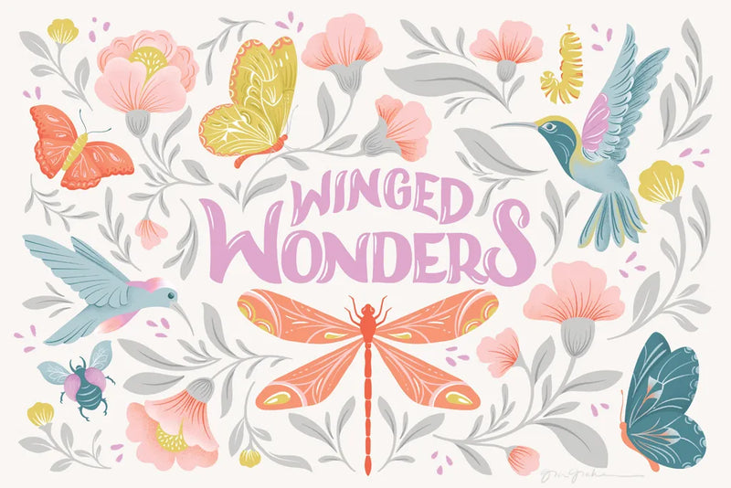 Winged Wonders I by Gia Graham. SKU 85037i. Archival Giclee Fine art print for wall decor.