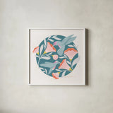 Winged Wonders III by Gia Graham. Shown in a crisp white glass frame for a clean and minimalist style. Available as an archival giclee rolled canvas, fine art paper, or poster print. SKU 85039a.