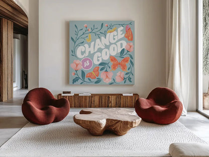 Winged Wonders IV by Gia Graham. Shown as extra-large giant wall art in a modern living room. Available as an archival giclee rolled canvas, fine art paper, or poster print. SKU 85040a.